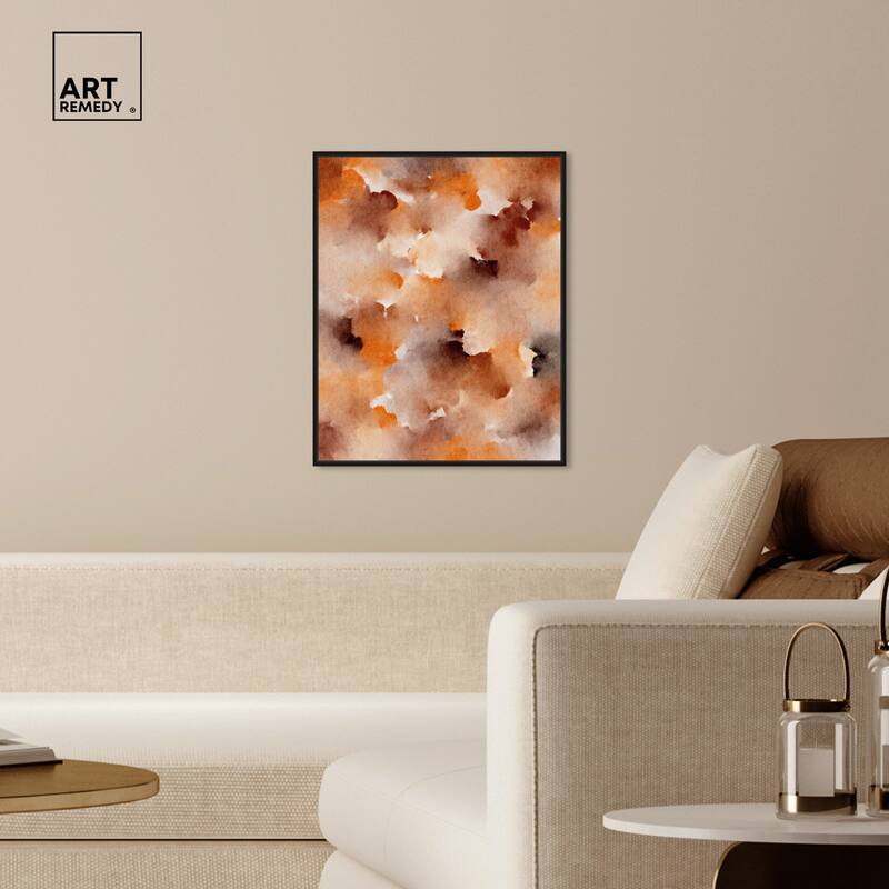 Art Remedy Dried Peach In Caramel Syrup Framed Watercolor Boho Abstracts