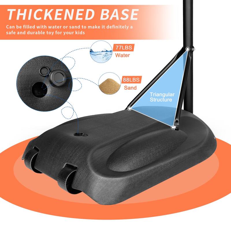 Anmytek Portable Basketball Hoop System with 32 Inch Backboard Adjustable Height Outdoor Indoor Basketball Goal with Wheels