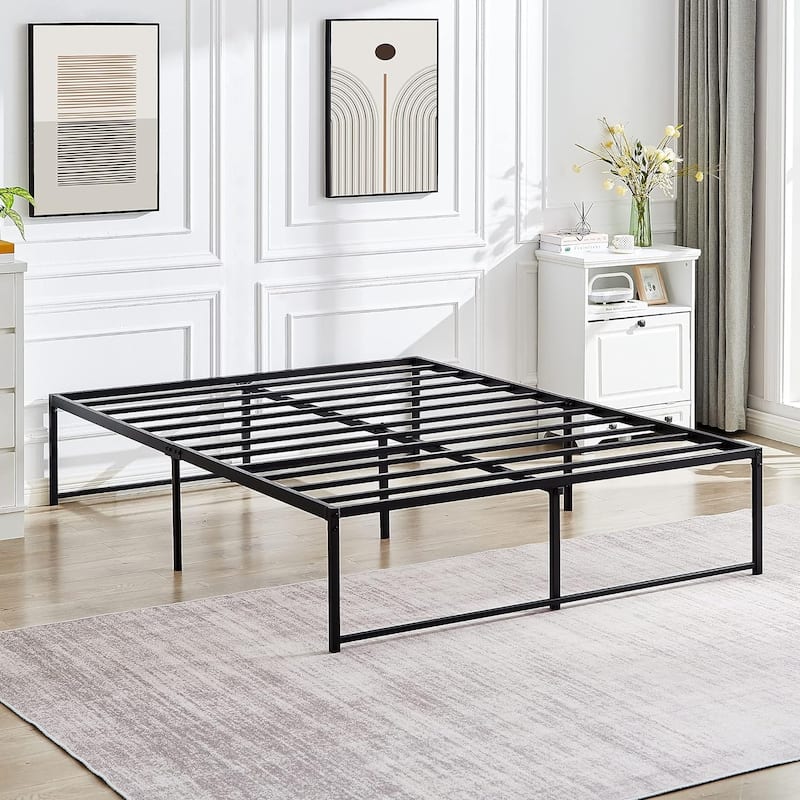 VECELO 14/16/18 inch Metal Platform Bed Frames Steel Slat,Mattress Foundation with Steel Slat Support/No Box Spring Needed