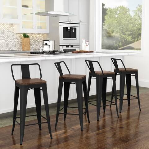 24 inch bar stools with backs set of 4 Counter Bar Stools with Wood - 24 inch
