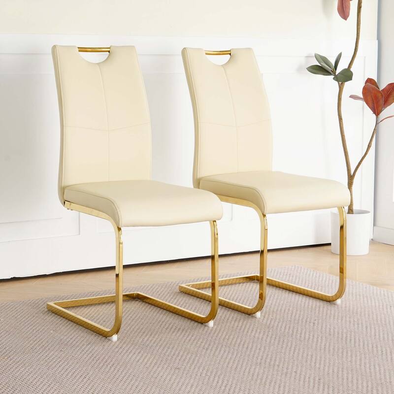 PU dining chair Living room Chair Upholstered chair,Gold Metal Chair Leg(Set of 2)