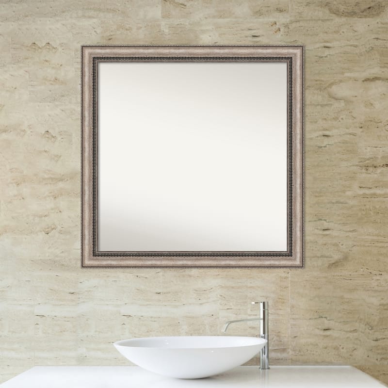 Non-Beveled Bathroom Wall Mirror - Lyla Ornate Silver Frame