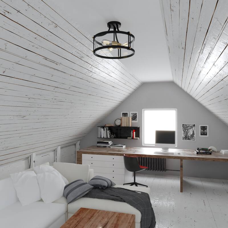 James Allan Declan 3 Light 16" Wide Semi-Flush Drum Ceiling Fixture