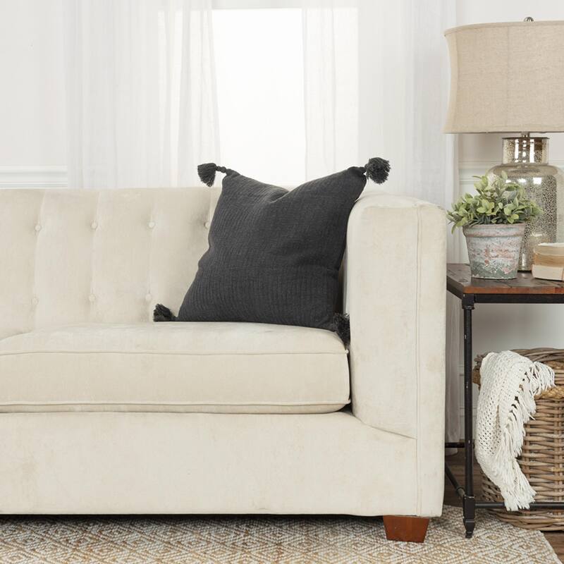 Solid With Tonal Abstract Cotton Throw Pillow