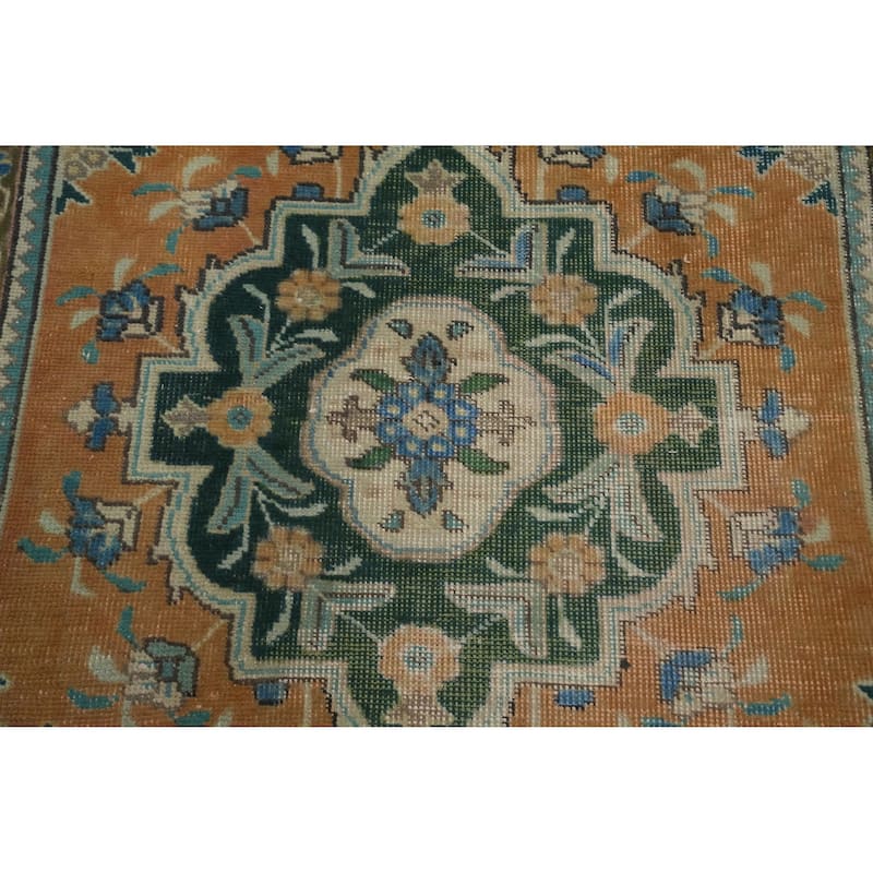 Hand Knotted Oriental 100% Wool Carpet Traditional Floral Oranges & Rust Tabriz Area Rug - 4' 10'' X 3' 0''
