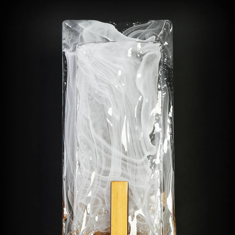 Modern Gold 1-Light Handcrafted Glass Wall Sconce Art Deco Vanity Light - Antique Brushed Gold - W5" x H11.8" x D4.7"