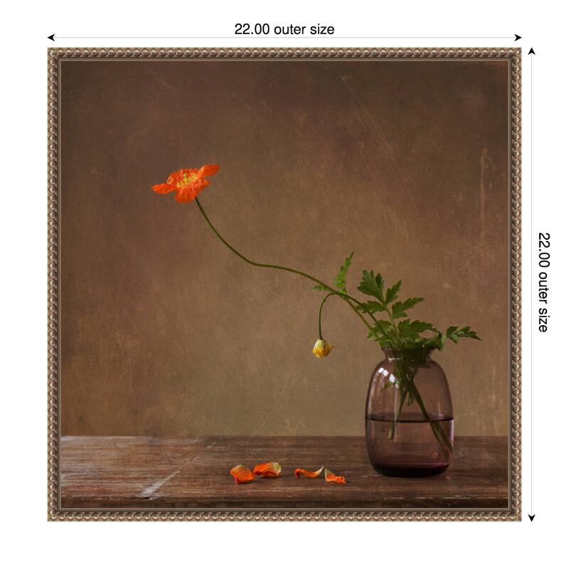 A story with orange poppies by Galina Bunkova Framed Canvas Wall Art Print - 22 x 22 in