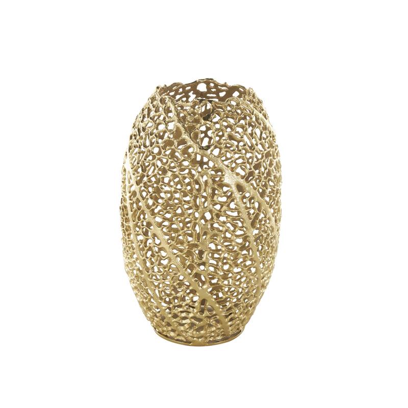 Aluminum Metal Abstract Metallic Coral Inspired Decorative Vase - Gold - Roche River Decor