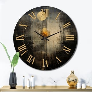 Designart "Full Moon Rising VIntage Illustration" Abstract Painting Oversized Wall Clock