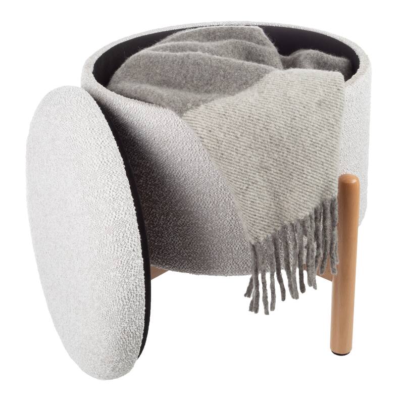 Storage Ottoman - Multipurpose Round Footrest or Storage Organizer with Removable Top by Lavish Home (Gray)