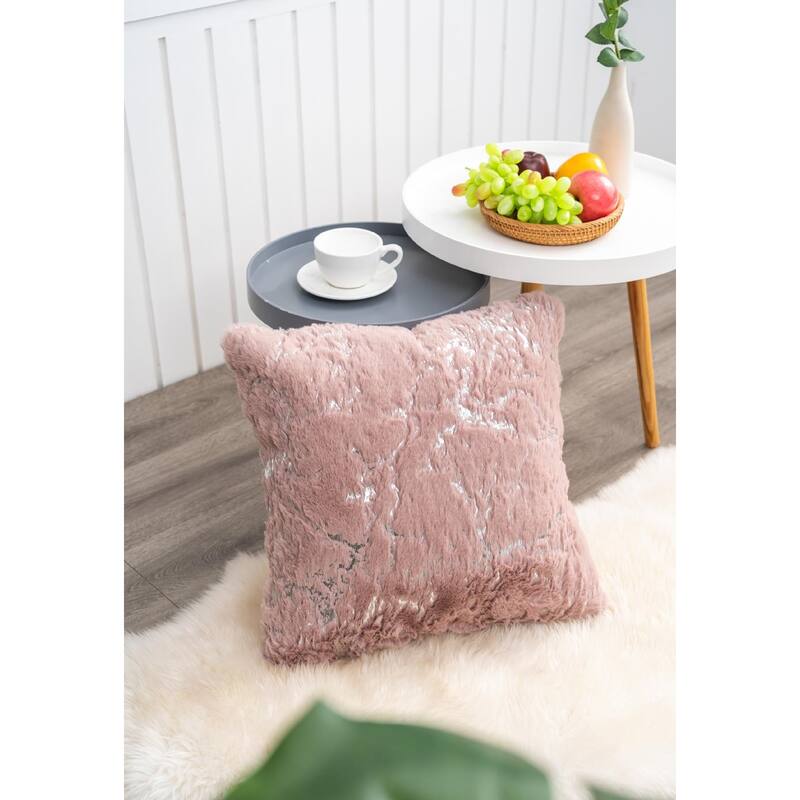 Chryso Collection Faux Fur Pillow with Foil Accents
