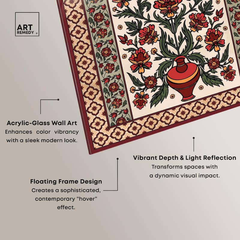 Royal Floral Mat Acrylic by Art Remedy, Ready to Hang