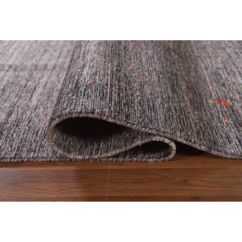 Striped Gabbeh Area Rug Handmade Tribal Wool Carpet - 7'9"x 9'9"