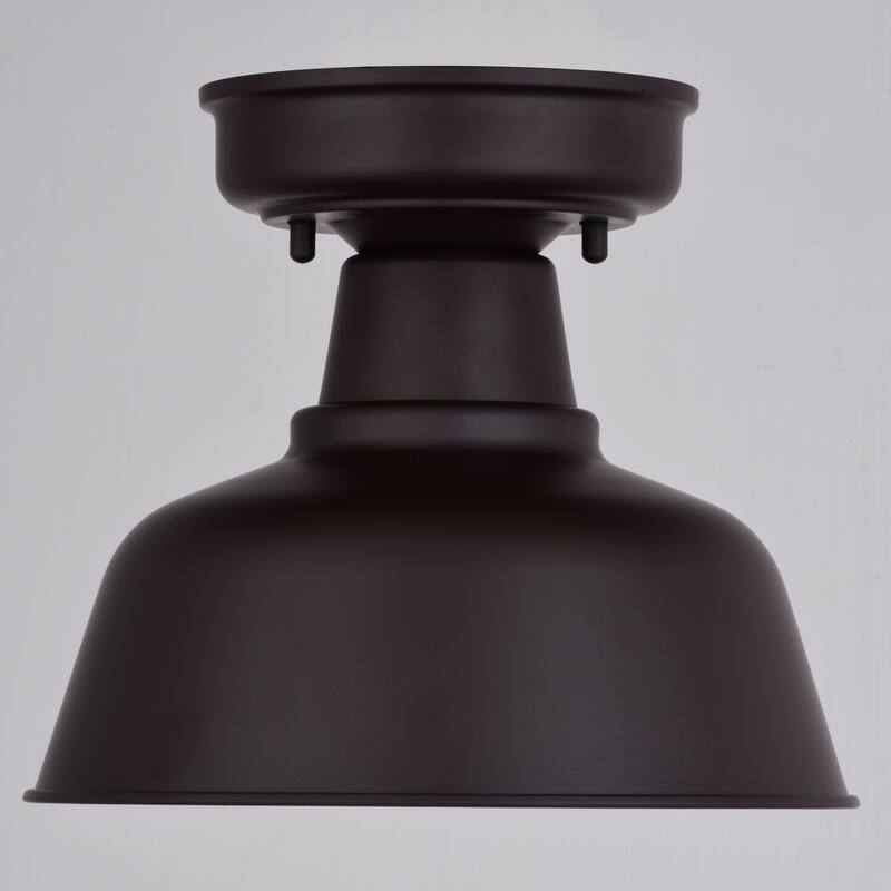 Cody Oil Rubbed Bronze and Light Gold Farmhouse Outdoor Flush Mount Ceiling Light - 10.25-in W x 8.75-in H x 10.25-in D