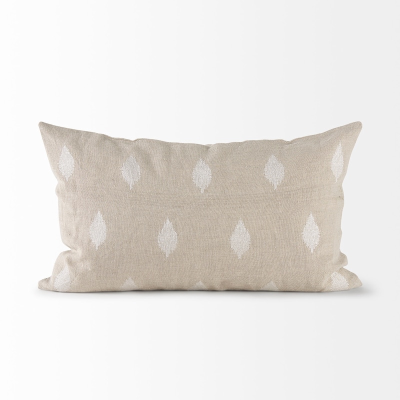 Enya 13L x 21W Beige and Cream Fabric Patterned Decorative Pillow Cover
