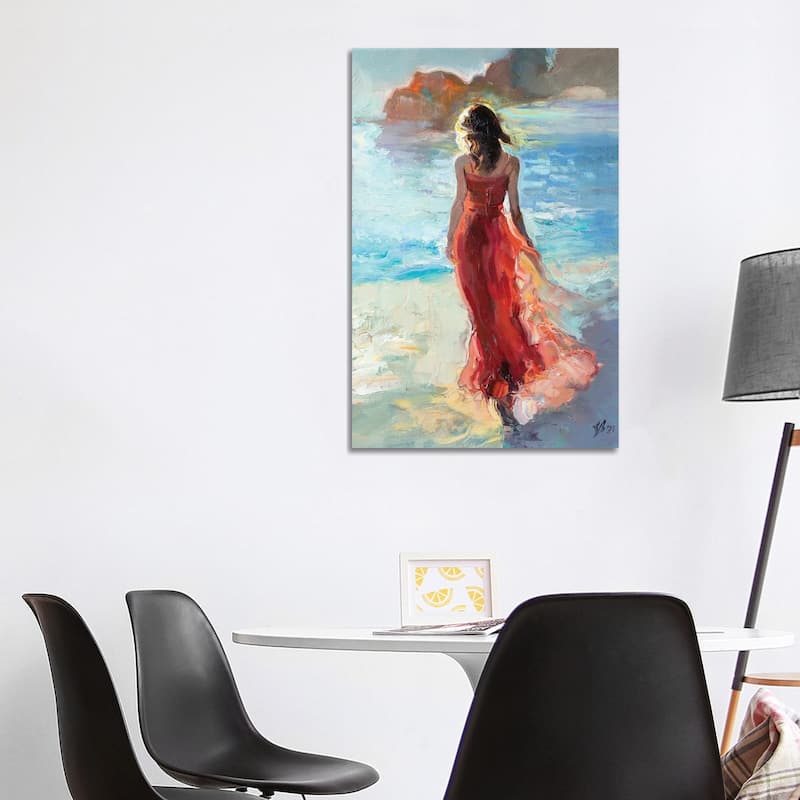 iCanvas "Girl In Red By The Sea" by Katharina Valeeva Canvas Print - 40x26x1.5