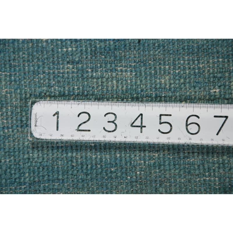 Aqua Blue Gabbeh Modern Rug Hand-Knotted Wool Carpet - 3'9" x 5'8"