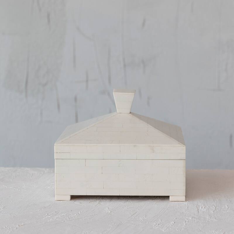 Decorative Storage Box with Pyramid Lid and Knob - 8.0"L x 8.0"W x 6.5"H