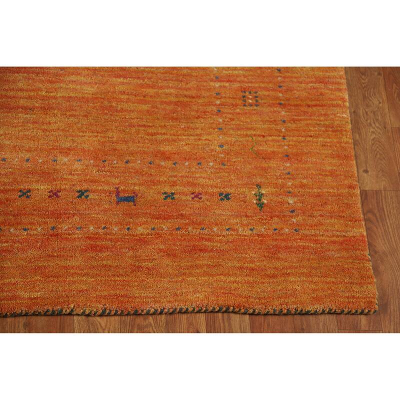 Gabbeh Indian Area Rug Handmade Orange Wool Carpet - 4'11" x 7'7"