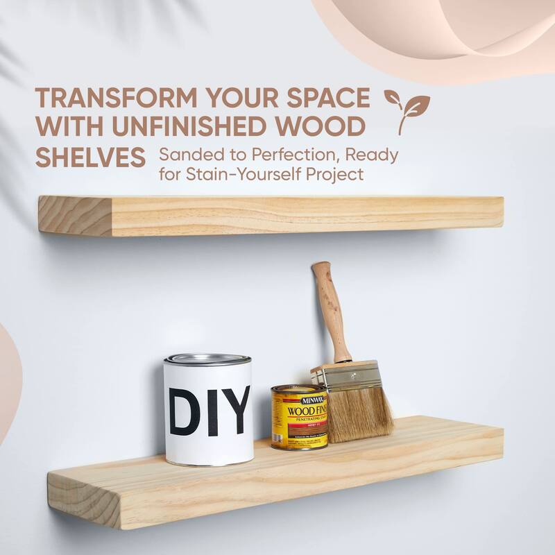 Premium Solid Wood Floating Shelves 24 inch,Set of 2 Bed Bath
