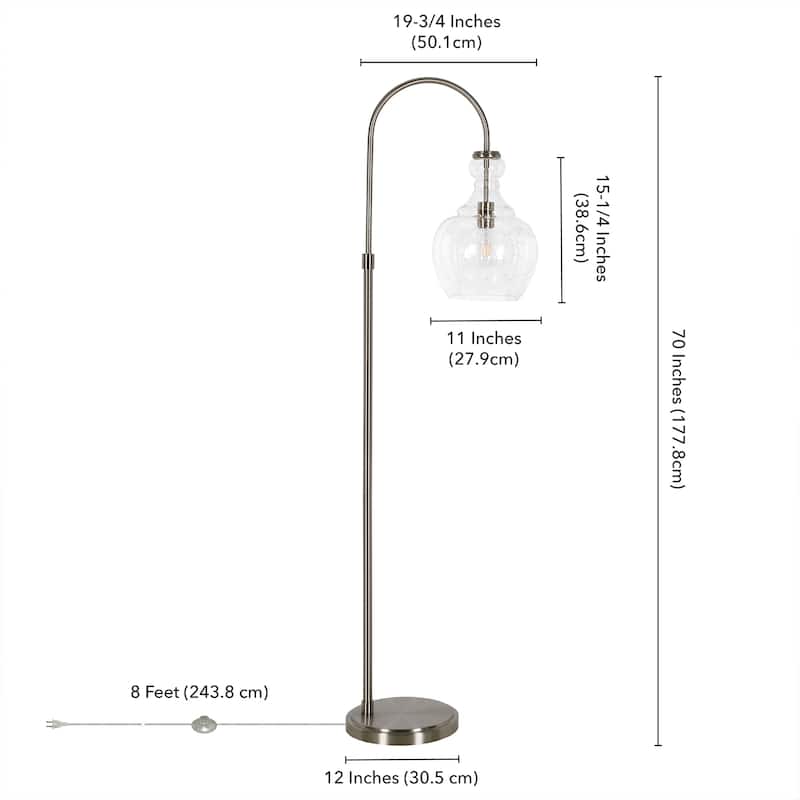 Verona Arc Floor Lamp with Glass Shade
