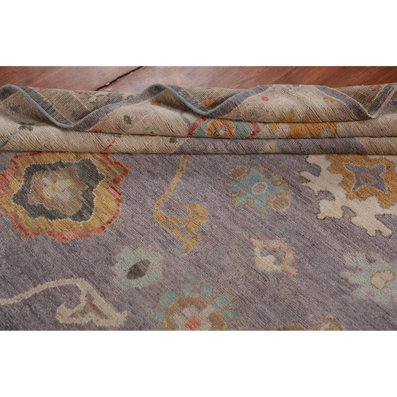 Hand Knotted Oriental 100% Wool Carpet Transitional All-Over Purples Oushak Area Rug - 9' 8'' X 8' 3''