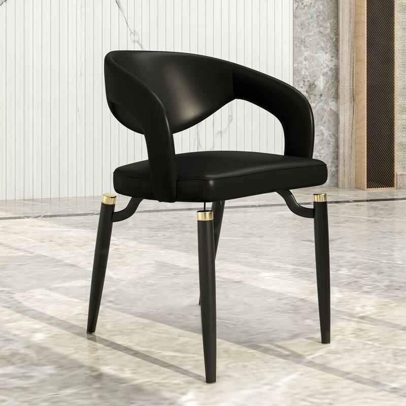 Entice Dining Chairs Upholstered Leather with Iron Legs Modern Accent Arm Chairs