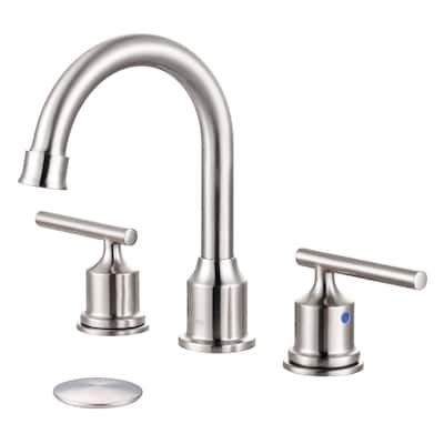 WOWOW 8 in. Widespread Double-Handle Bathroom Faucet with Drain Kit