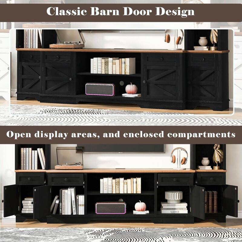 98.8" Wide Wall Unit Entertainment Center with Bookshelves for TVs up to 80"