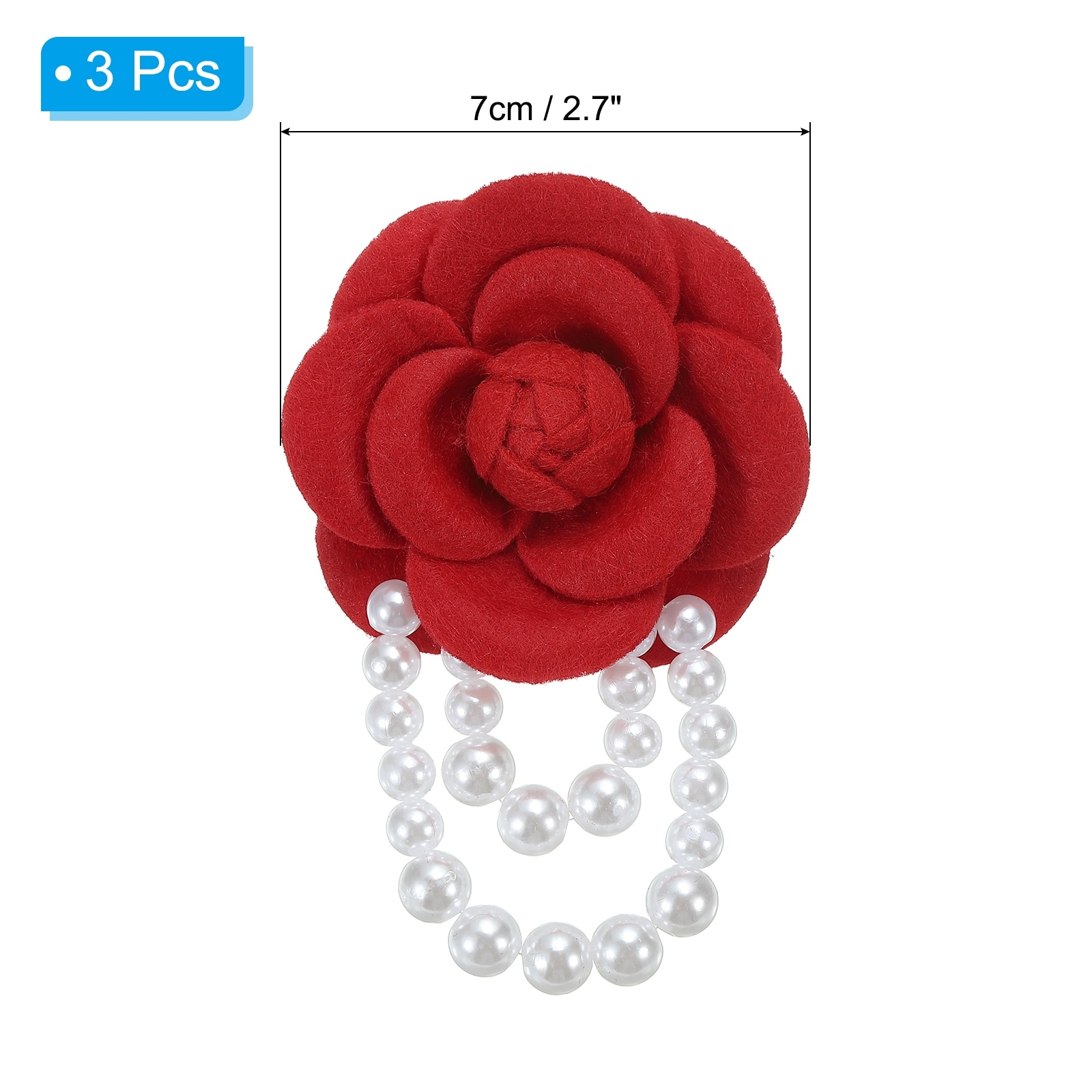 Fabric Camellia Flower Brooch Pearl Pins Bracelet Dual Use for Women