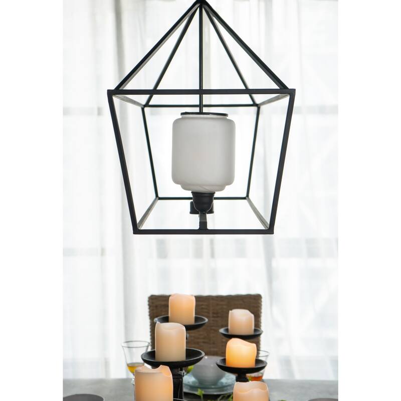 41.7x14.2x23.8" Iron Chandelier, Sleek Industrial Style Hanging Light Fixture, Bulb Not Included