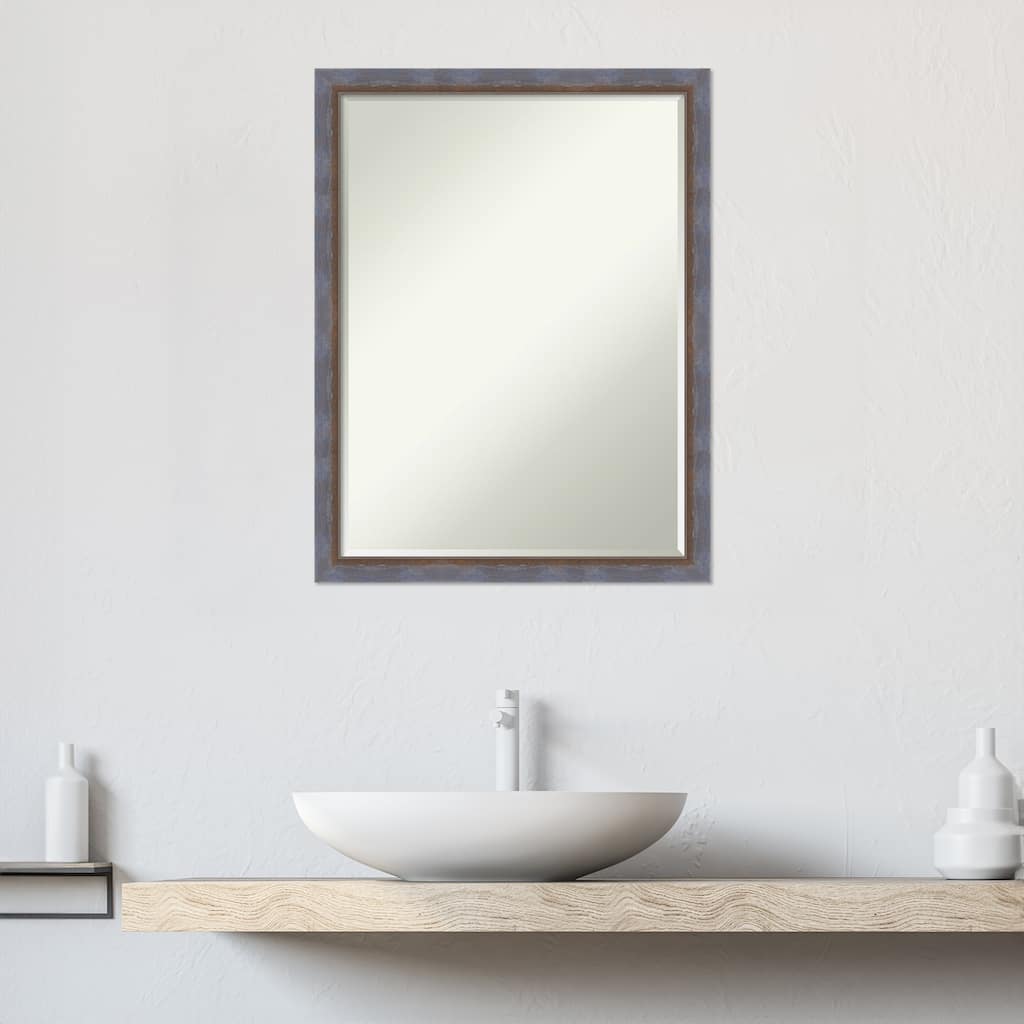 Two Tone Half-Inch-Bevel Wood Framed Bathroom Vanity Wall Mirror - Glass Size 18x24
