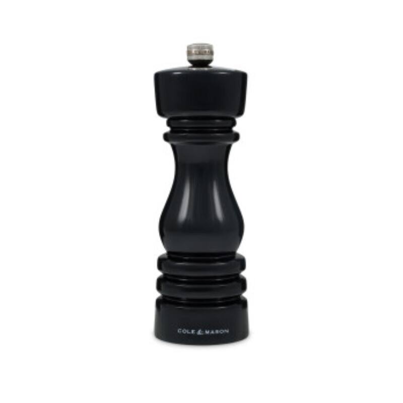 Cole & Mason London Black Gloss Salt Mill 7" - Adjustable Grind, Durable Ceramic Mechanism
