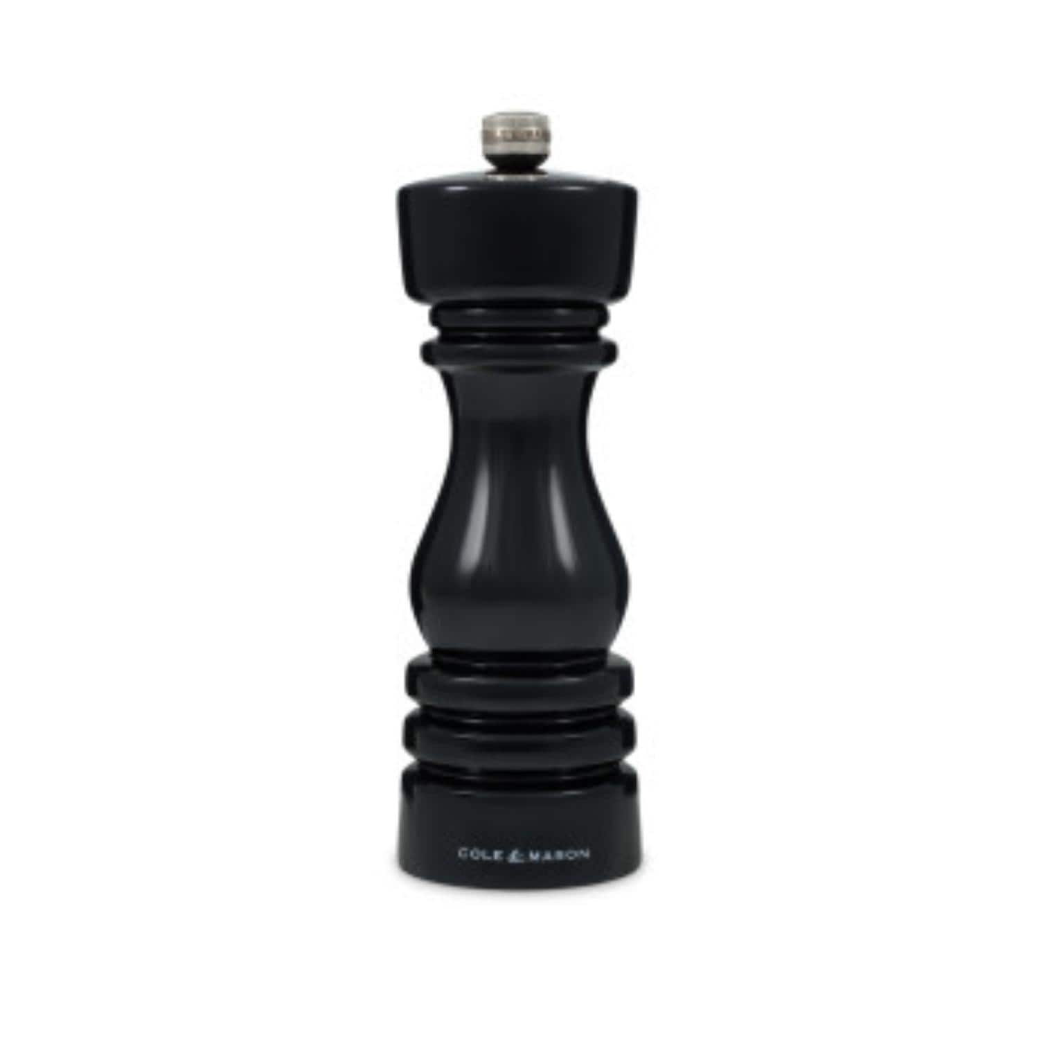 Cole & Mason London Black Gloss Salt Mill 7" - Adjustable Grind, Durable Ceramic Mechanism