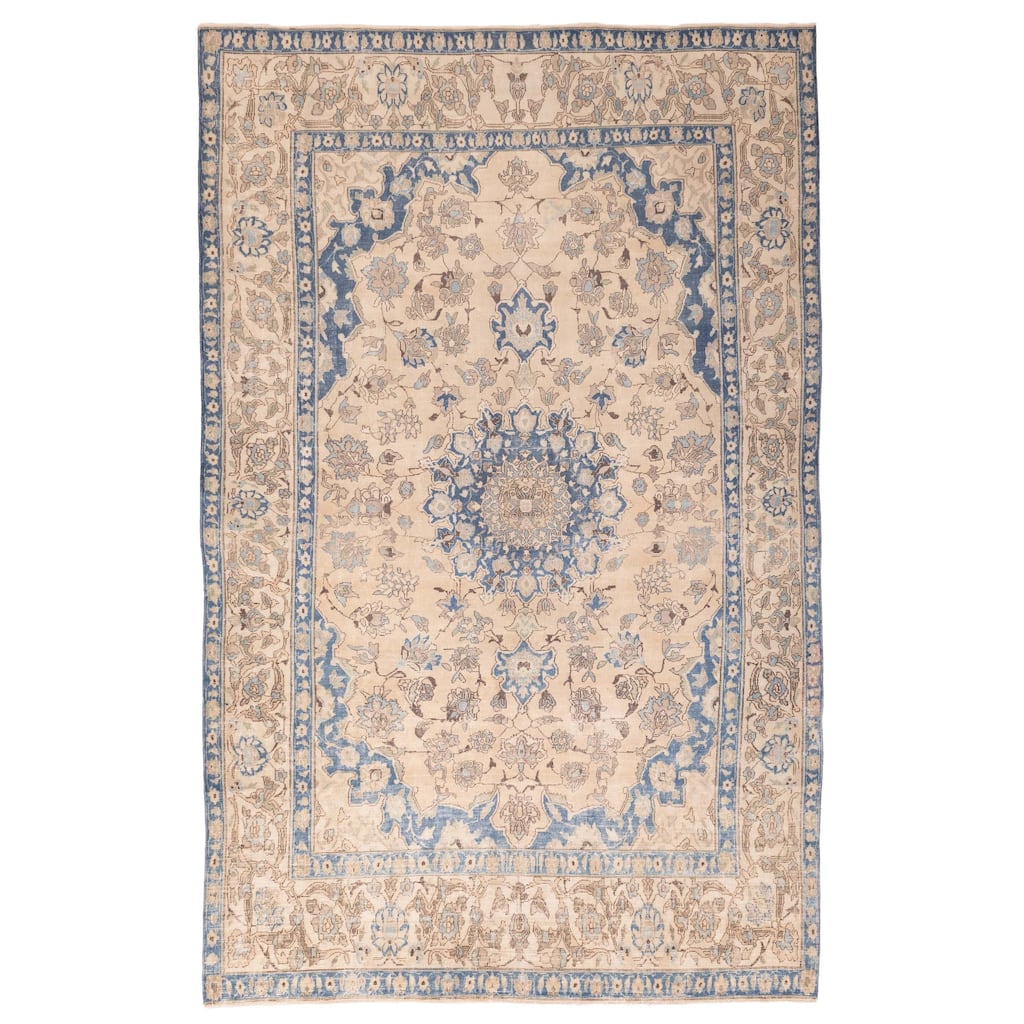 ECARPETGALLERY Hand-knotted Antalya Vintage Beige Wool Rug - 6'7 x 10'10