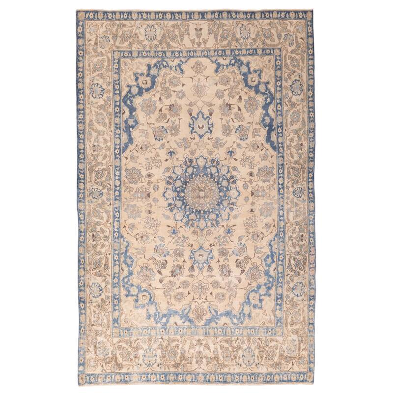 ECARPETGALLERY Hand-knotted Antalya Vintage Beige Wool Rug - 6'7 x 10'10