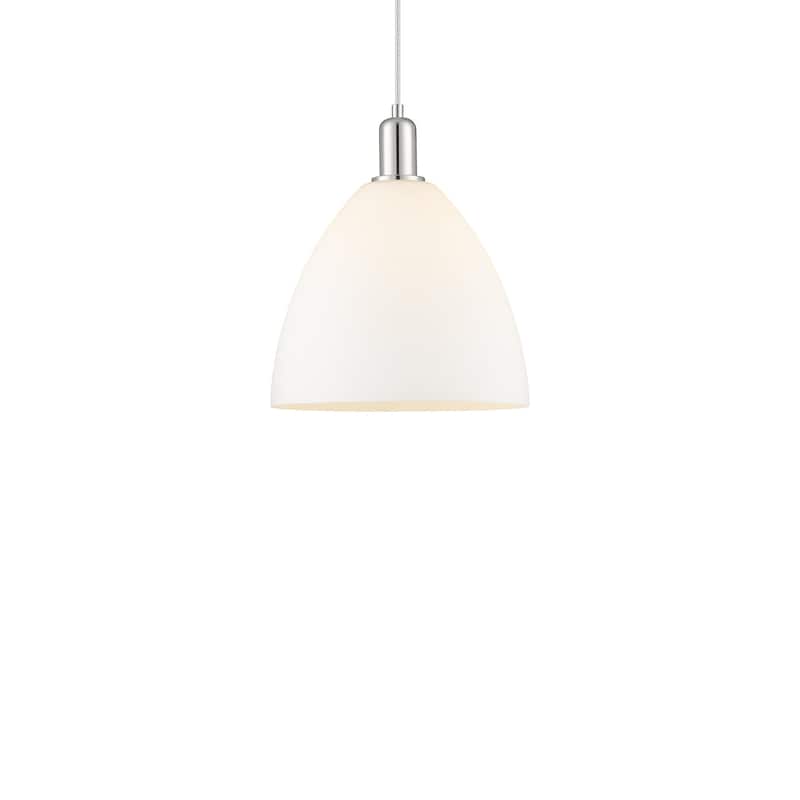 Innovations Lighting 716-1P-14-12 Bristol Pendant Bristol 12" Wide - Polished Nickel / Matte White
