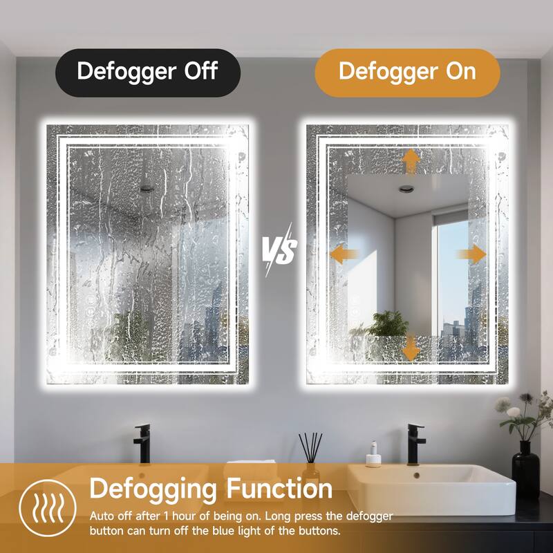 40x30 Inch Frameless LED Bathroom Mirror,Smart Mirror