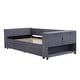 preview thumbnail 24 of 92, L-Shaped Twin with Drawers, End Bed Storage, Bookcase Daybed with Drawers, French Velvet Bed with Multiple Storage, Trundle, USB