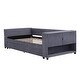 preview thumbnail 20 of 26, Twin Upholstered Bed with Storage and Twin Trundle,USB Charging Ports,French Velvet,With Pull Out Beds