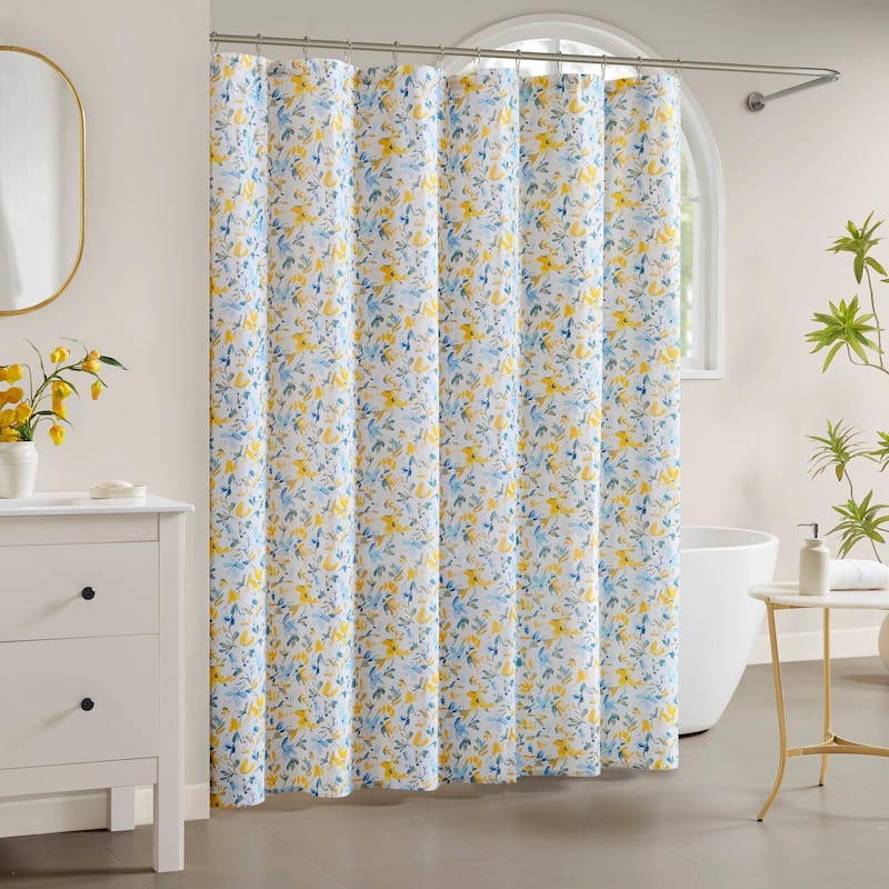 Nora 100% Cotton Floral Shower Curtain