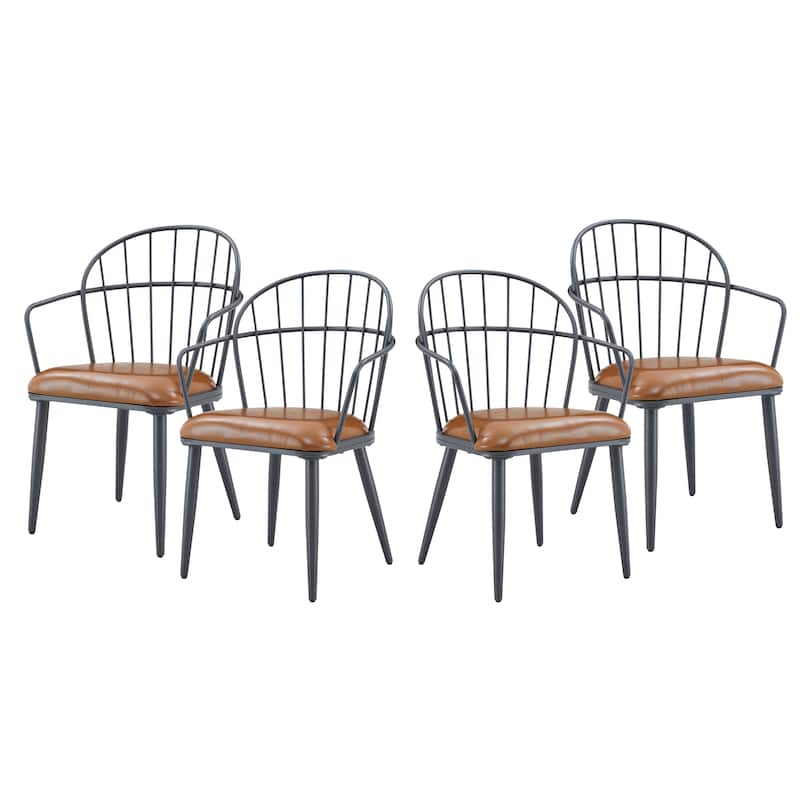 Christopher Knight Home Indoor Dining Chair With Metal Legs - Set of 4 - Brown + Black