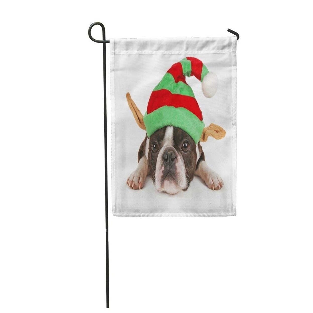 Shop Elf Boston Terrier Christmas Hat On Ears Costume Dog Garden Flag Decorative Flag House Banner 12x18 Inch Overstock 31367526