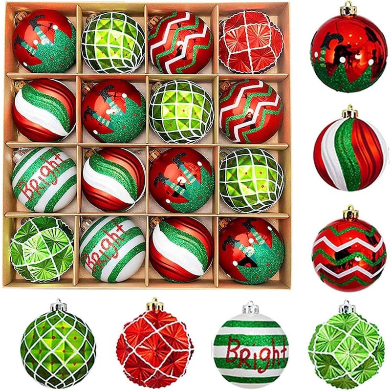 16PCS 2.36in Decorative Christmas Balls Ornaments for Xmas Tree Decor - N/A - Green