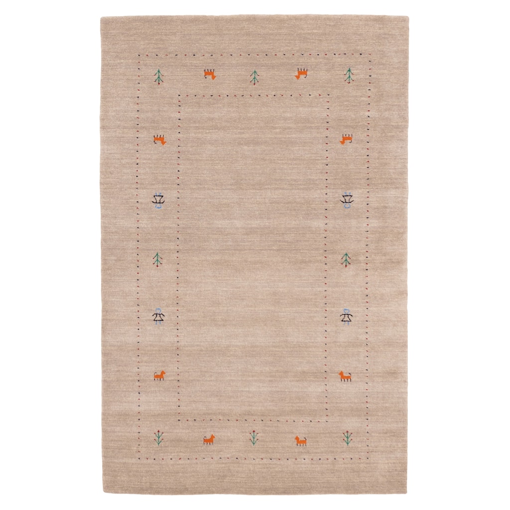 ECARPETGALLERY Hand Loomed Kashkuli Gabbeh Light Grey Wool Rug - 5'0 x 8'0