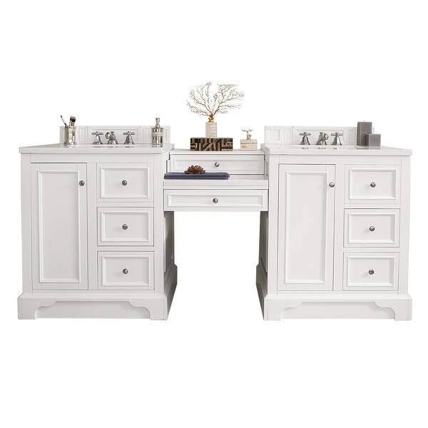De Soto 82 Double Vanity Set Bright White With Makeup Table Overstock 20683641
