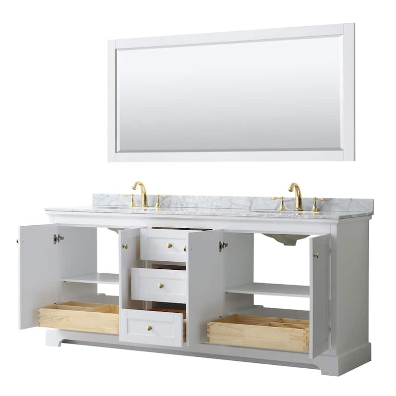 Avery 80-inch Double Vanity, Marble Top, Oval Sinks, No Mirror