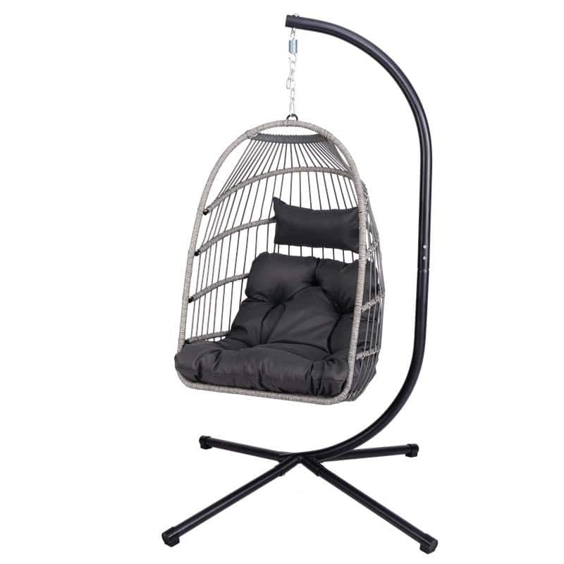 Hanging Egg Chair with Stand - Patio Swing Seat, Space-Saving Design