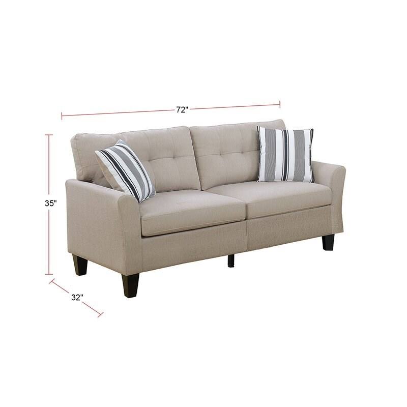 2pc Beige Sofa Set with Plywood Base and Solid Pine Frame