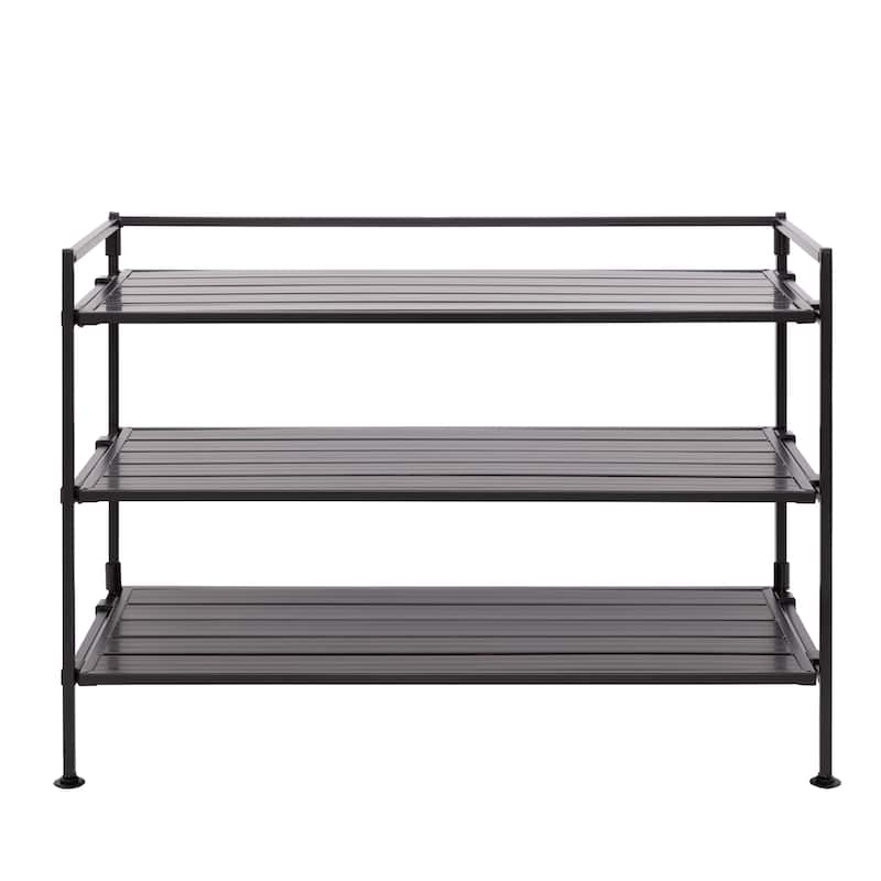 Seville Classics 9-Pair 3-Tier White Resin Slat Metal Frame Stackable Shoe Rack